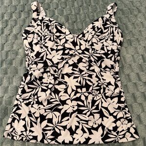 Lands' End Black and White Floral Camisole